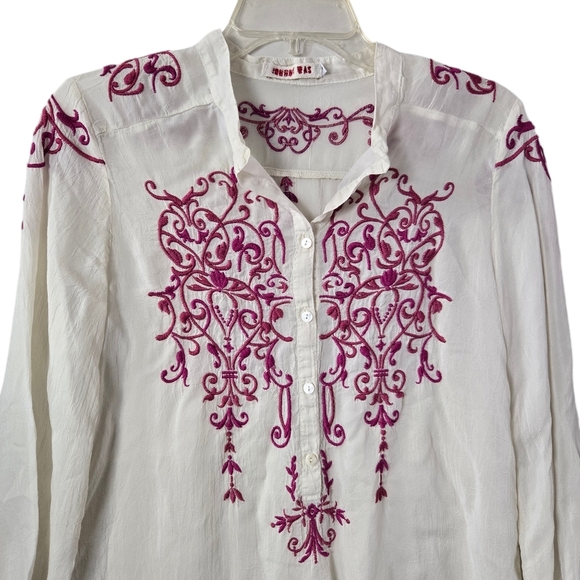 Johnny Was Small Embroidered Popover Lightweight Tunic Blouse Top - Picture 3 of 11